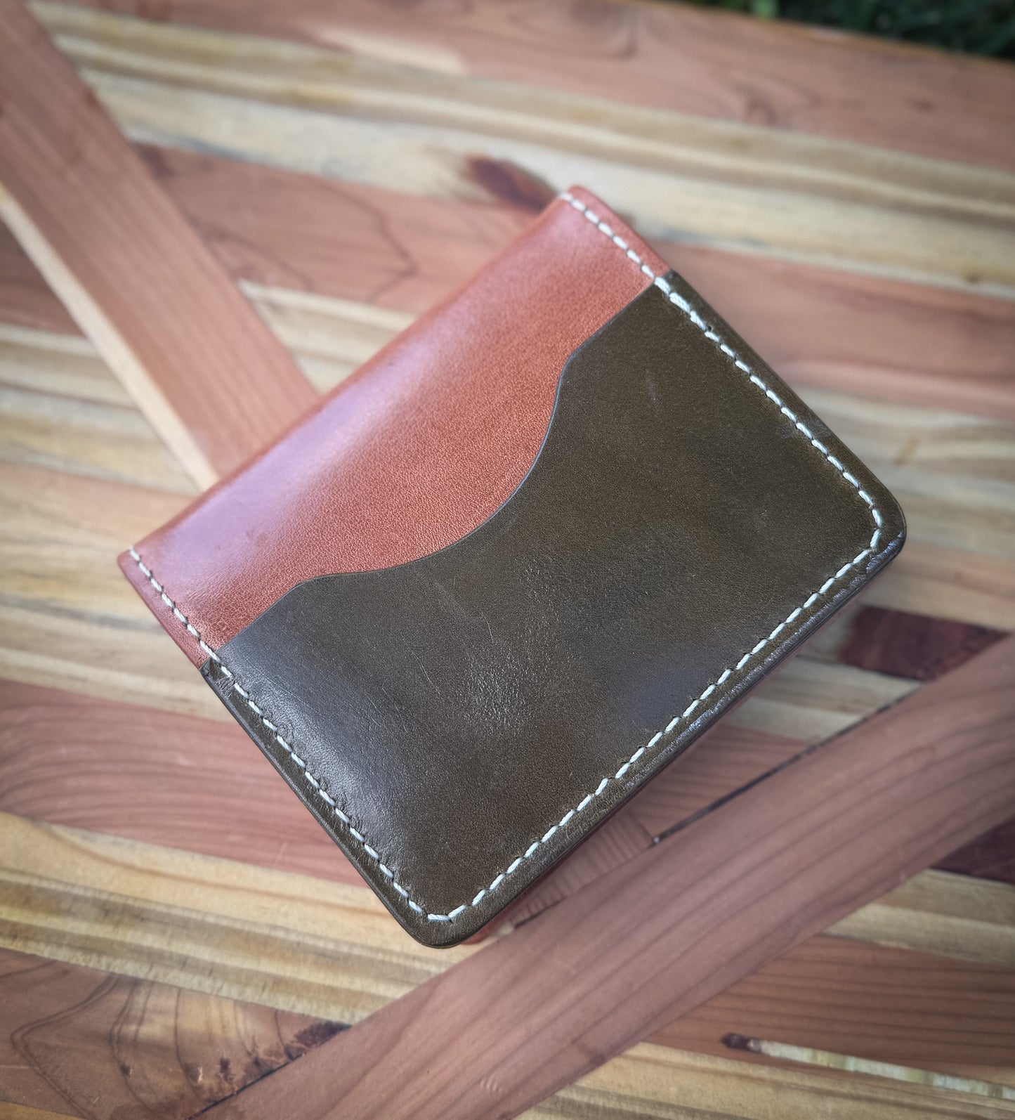 Handmade Leather Bifold - Brown/Olive