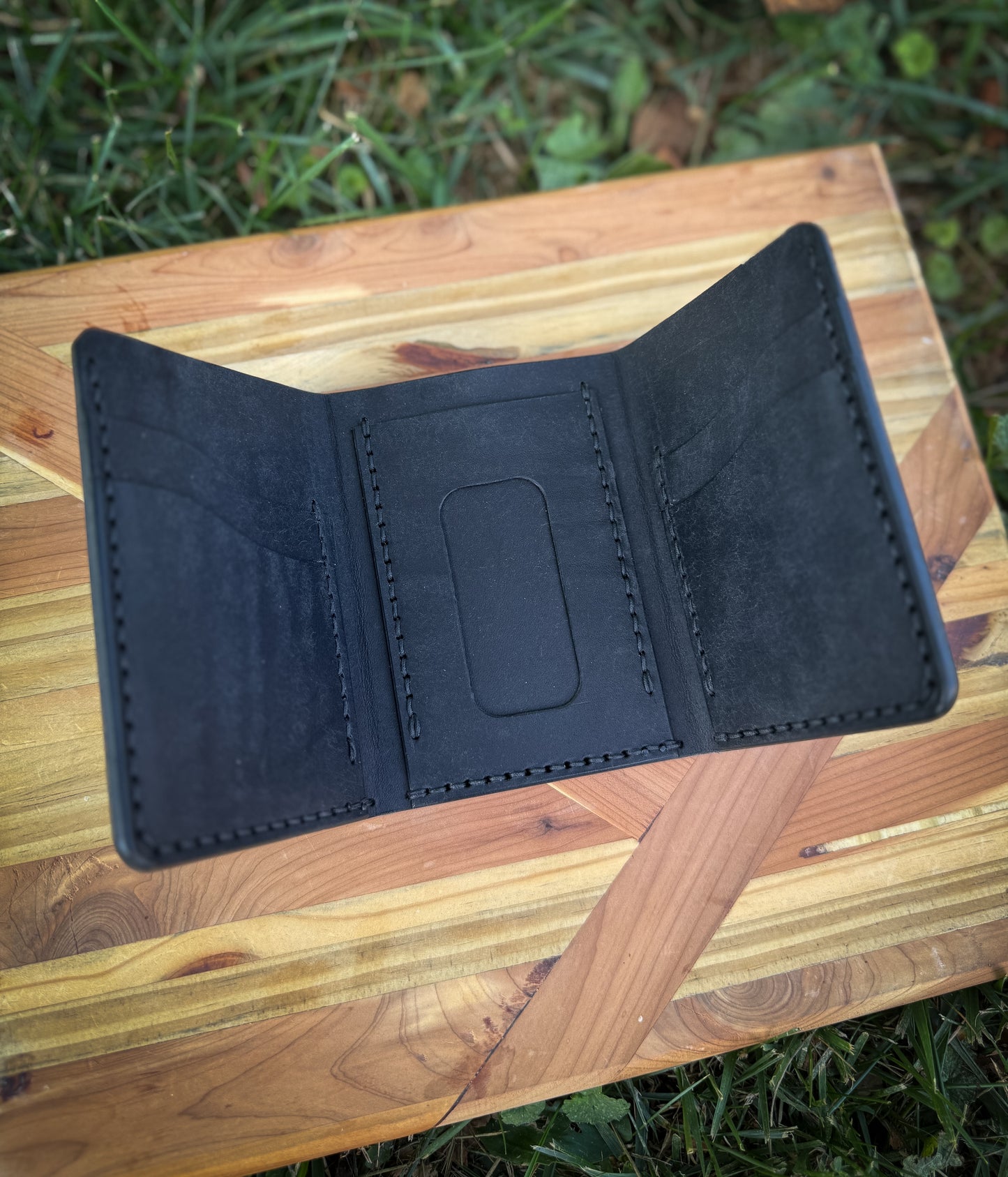 Leather Trifold Wallet - Black