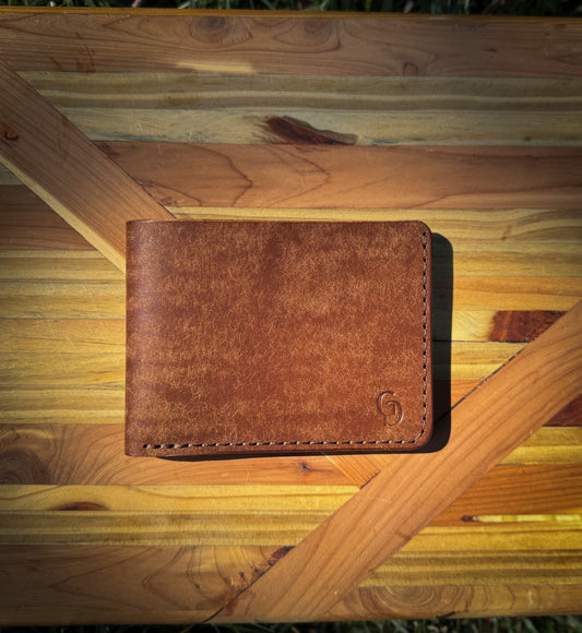 Minimalist Leather Bifold Wallet (Walnut)