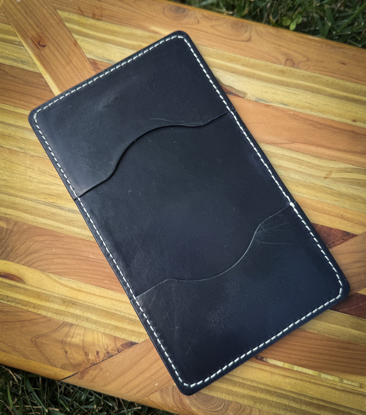 Handmade Leather Bifold - Navy/Brown