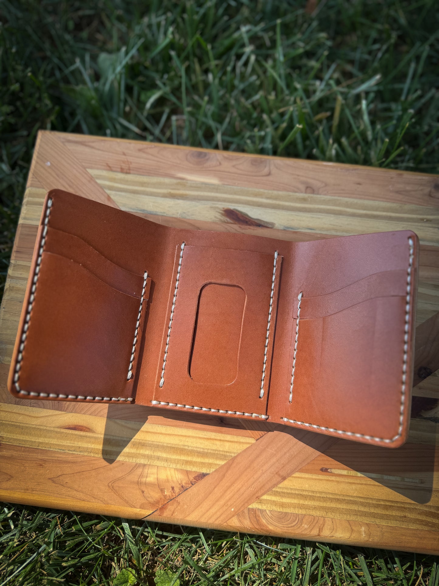 Leather Trifold Wallet - Buck Brown