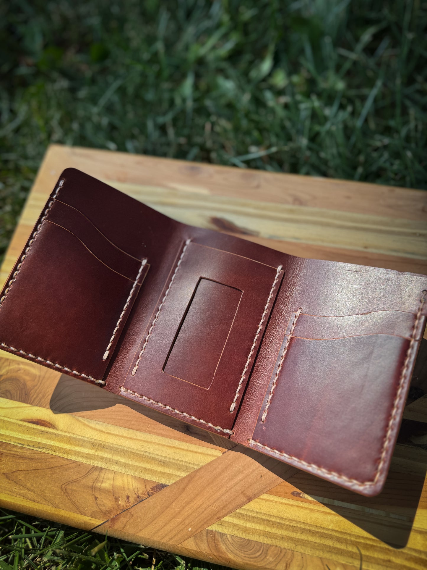 Leather Trifold Wallet - Brown