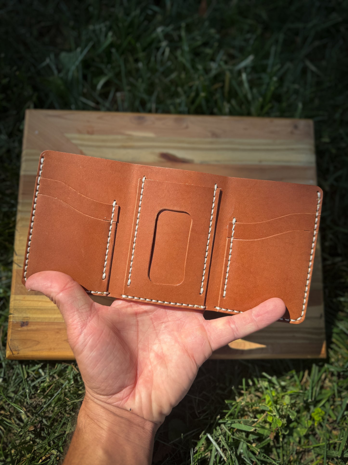 Leather Trifold Wallet - Buck Brown