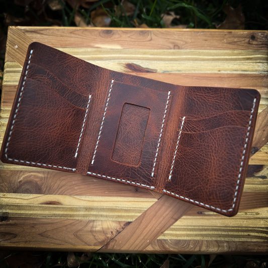 Leather Trifold Wallet - Way Brown